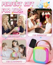 Karaoke Speaker with Wireless Microphone and Dynamic Lights ,Magic Voice Effects, Colorful Light Show, Blue, Fun & Portable