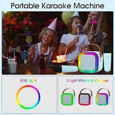Karaoke Speaker with Wireless Microphone and Dynamic Lights ,Magic Voice Effects, Colorful Light Show, Blue, Fun & Portable