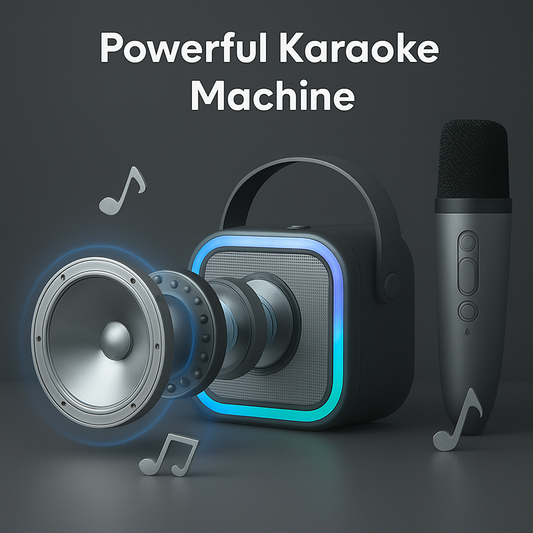 Karaoke Speaker with Wireless Microphone and Dynamic Lights ,Magic Voice Effects, Colorful Light Show, Blue, Fun & Portable