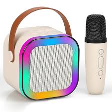 Karaoke Speaker with Wireless Microphone and Dynamic Lights ,Magic Voice Effects, Colorful Light Show, Blue, Fun & Portable
