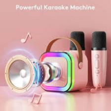 Karaoke Speaker with Wireless Microphone and Dynamic Lights ,Magic Voice Effects, Colorful Light Show, Blue, Fun & Portable